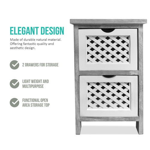 Freestanding 2 Tier Chest of Drawer Bedroom Furniture Storage Bedside Cabinet - Picture 3 of 12