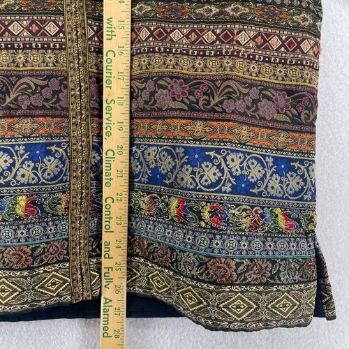 Vtg CHICOS DESIGN Jacket 1 Patchwork Ribbon Striped Metallic Tapestry Art Green - Picture 10 of 11