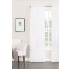 Sheer voile window curtain panel white rod pocket solid 95"L x 59"W