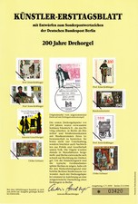 K&Uuml;NSTLER-ERSTTAGSBLATT   B  1990/06   "  200 JAHRE DREHORGEL  "  BERLIN
