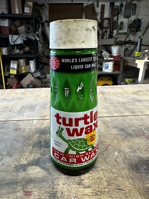 vintage very cool pre-UPC Turtle Wax liquid car wax polish glass bottle ca. 1970