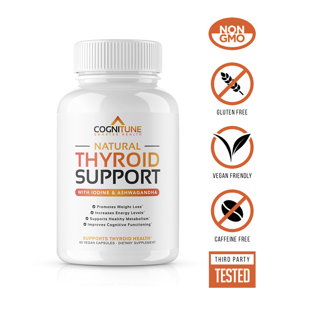 COGNITUNE Natural Thyroid Support for Energy & Metabolism with Iodine, Ashwagand