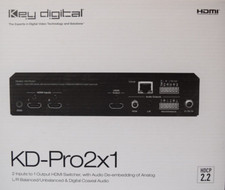 Key Digital KD-Pro2x1 2 Inputs to 1 Output HDMI Switcher w/ Audio De-embedding