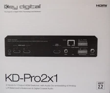 Key Digital KD-Pro2x1  2 Inputs to 1 Output HDMI Switcher w/ Audio De-embedding
