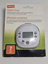 Staples 7 Day Programmable Digital Timer, Single Outlet, White, New!