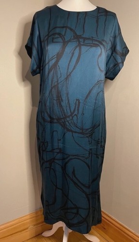 Beautiful Jigsaw Dark Blue And Black Silk Dress. Size 8 ( Generous Sizing) - Picture 7 of 9