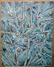 SHADOWS OF TURQUOISE  abstract wow NEW original 16x20 oil Canvas Signed Crowell