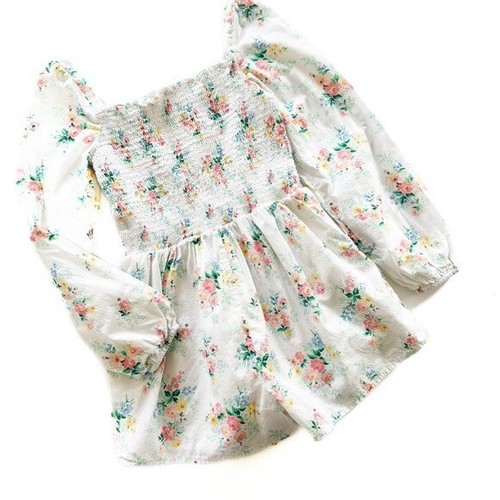 Janie and Jack Girls Kids 14 White Floral Cotton Romper Easter Spring - Picture 5 of 5