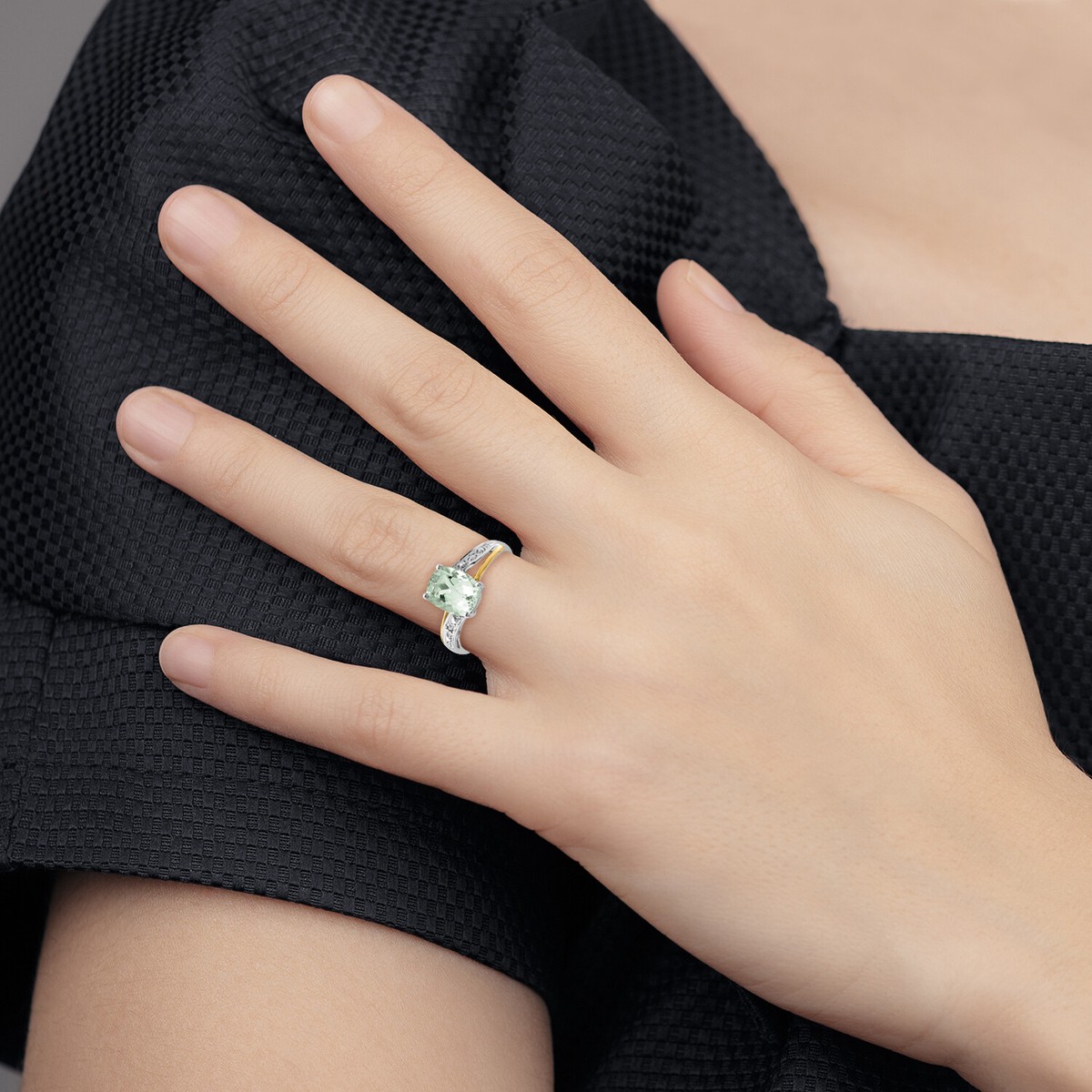 Brilliant Gemstones Silver with 14K Accent Green Quartz and Brilliant Gemstones Silver with 14K Accent Green Quartz and
