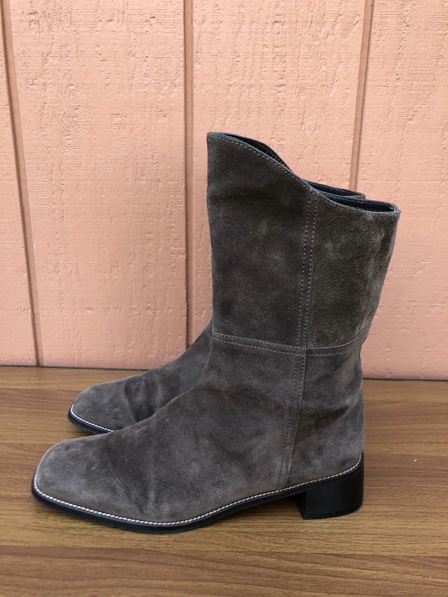 Suede mid calf booties sales