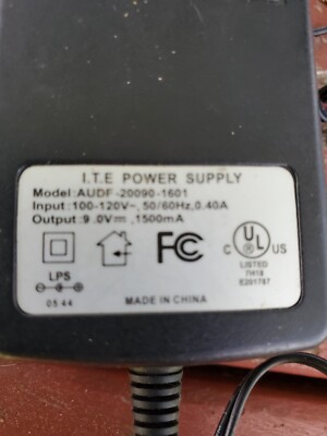 I.T.E. Power Supply AUDF-20090-1601 Wall Charger Adapter Cord Cable vintage