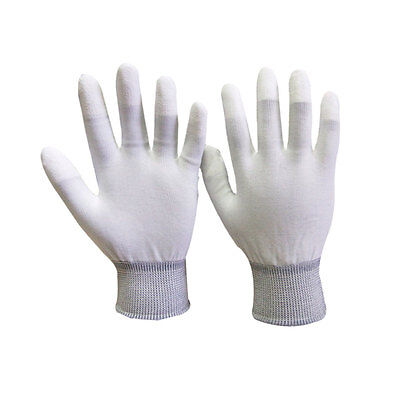 20 Pairs White PU Fingertip ESD Coated Anti-static Antiskid Gloves Non-slip PC