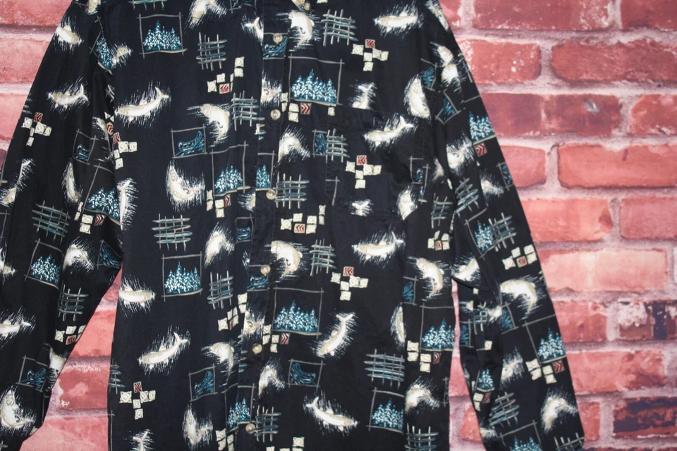 Рубашка мужская прочная Michael Austin размер M черная тема для рыбалки с длинными рукавами - Изображение 2 из 4