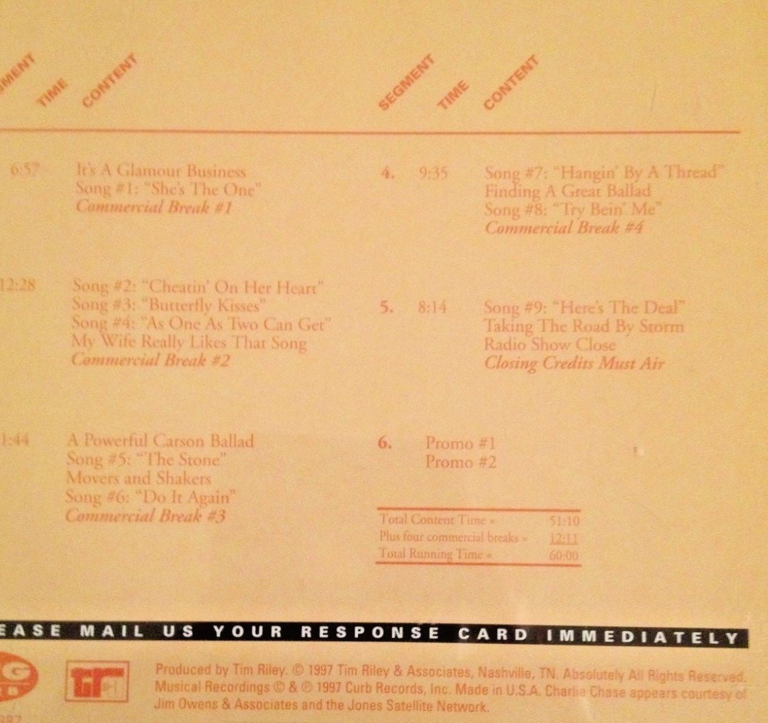 RADIO SHOW JEFF CARSON 'BUTTERFLY KISSES' RADIO SPECIAL HOSTED BY