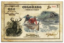 Vintage Colorado Hunting Fishing License Art Print 11x17 Elk Moose Wall Decor 