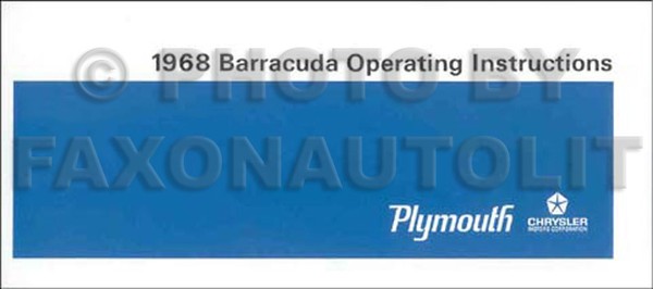 1968 Plymouth Barracuda Owners Manuell 68 Owner FüHrung Betriebs Anleitung Buch-image