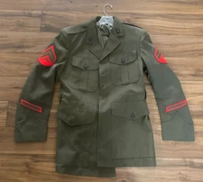 VTG DSCP Crown Clothing Co Military Jacket/Coat Army Green w/ Patches 42S