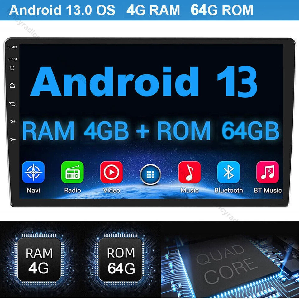 10.1" Android 13 Apple Carplay 4G+64GB Car Stereo Radio GPS Navi WiFi Double Din - Image 4 of 4