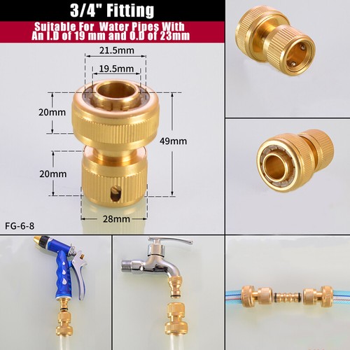Garden Brass Hose Connector Watering Water Hose Pipe Adaptor Fittings 3/8"~3/4" - Picture 19 of 23