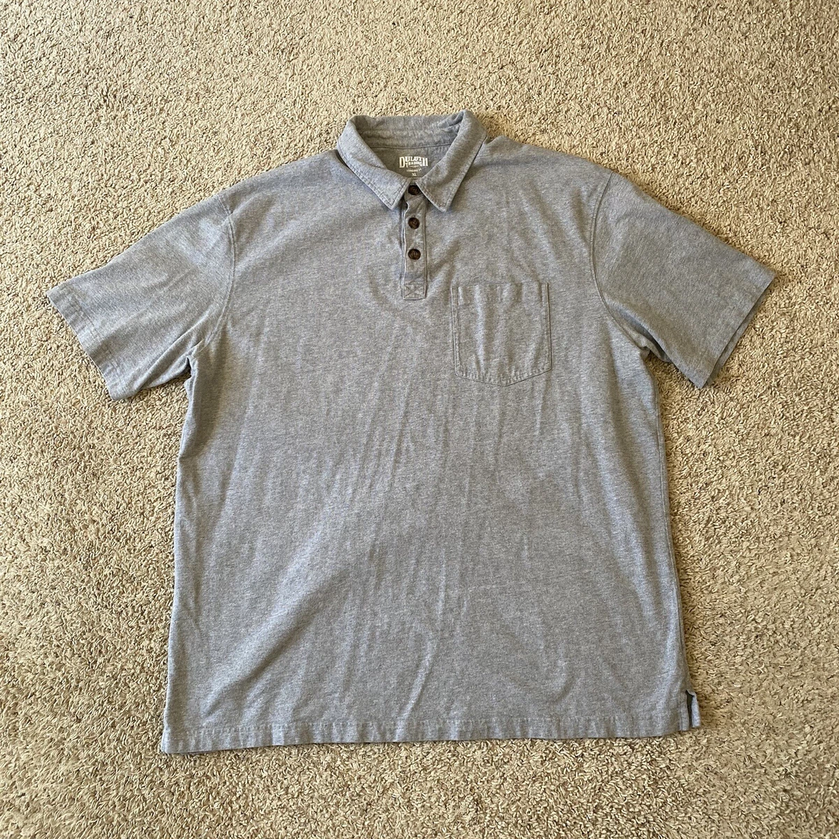 Duluth Trading Co Longtail T Gray Polo Shirt Mens XL Short Sleeve