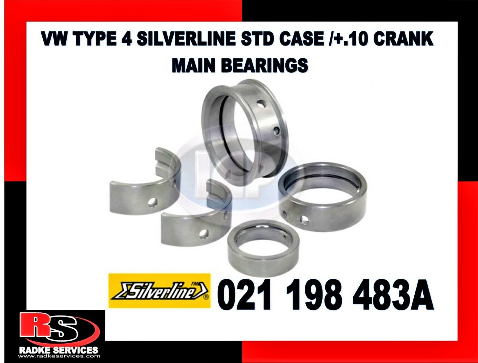 VW TYPE 4 SILVERLINE STD CASE /+.10 CRANK MAIN BEARINGS AIRCOOLED 021