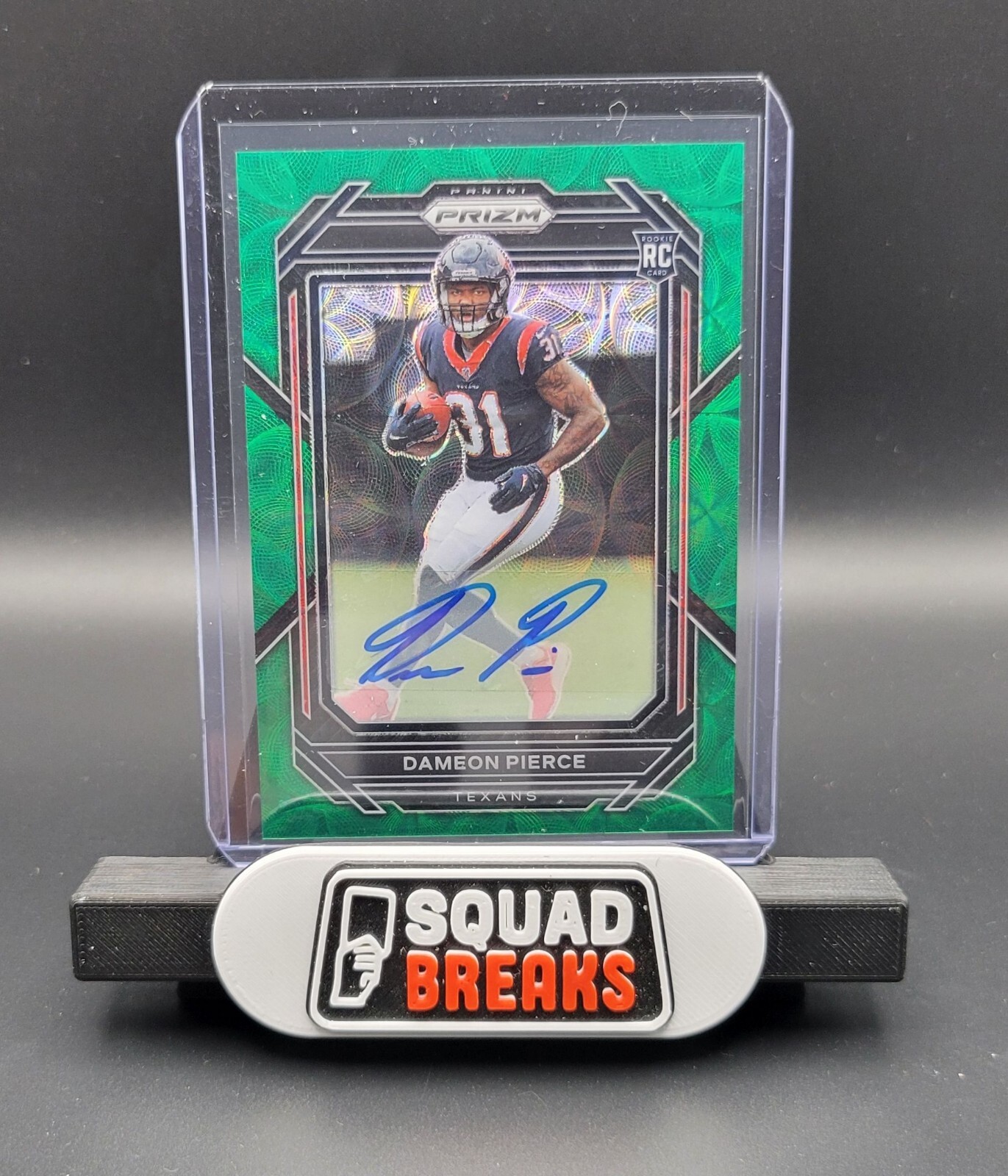 2022 Panini Prizm DAMEON PIERCE Green Scope Autograph /75 Texans RC #322