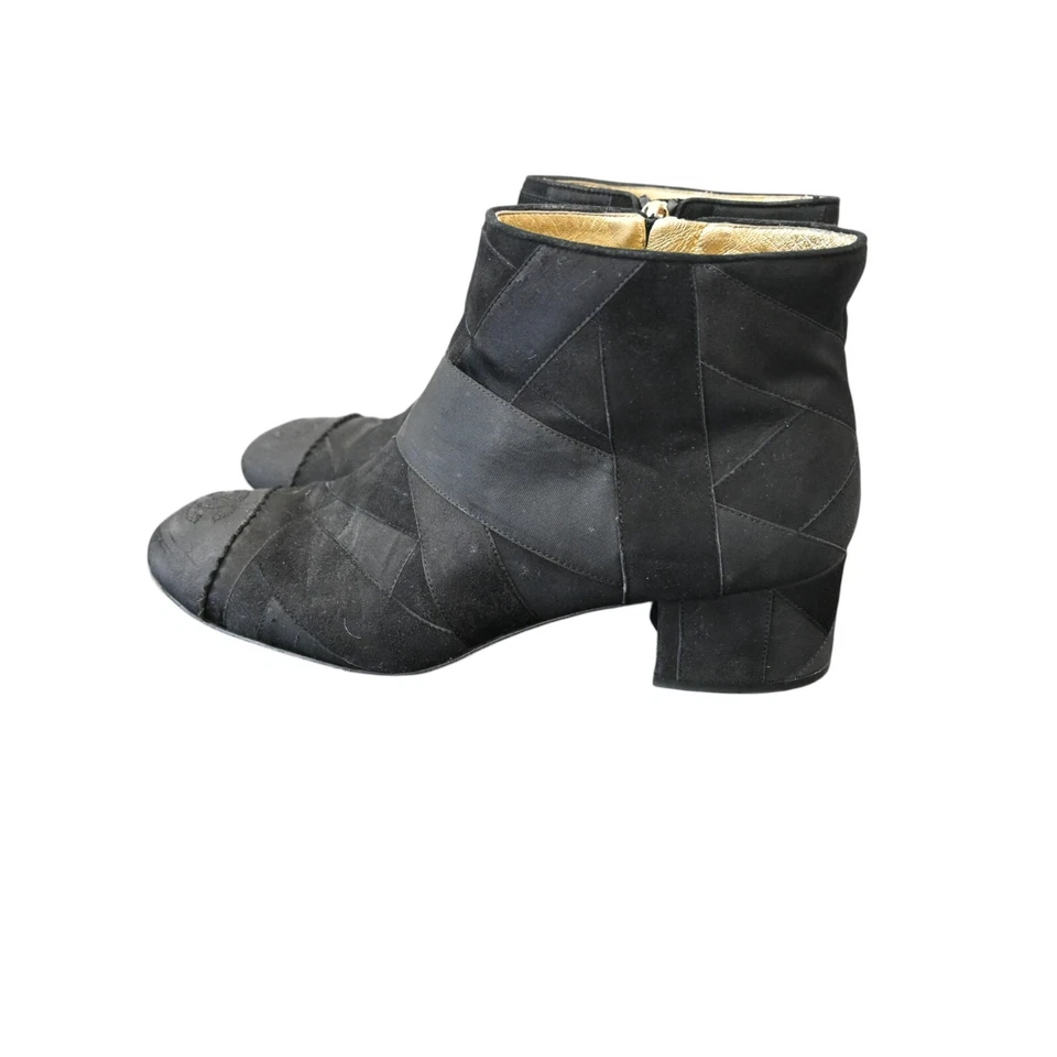 香奈儿拼布高跟鞋 39.5 码黑色双 C 鞋头标志 — 第 3/4 张图片