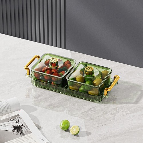 Zuhause Lebensmittel Aufbewahrung Tablett Trockenfrüchte Snack Servierplatte Süßigkeiten Nüsse Schale mit Deckel - Bild 21 von 30