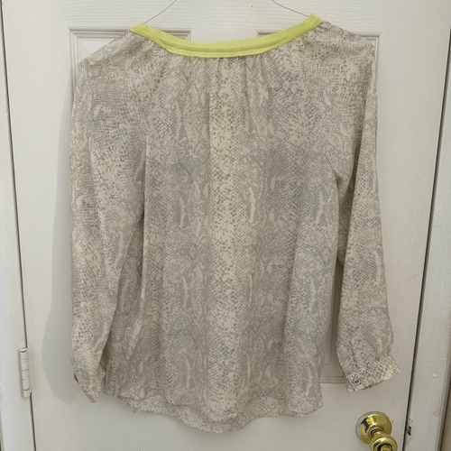 Rebecca Taylor 100 % Seide Schlangenmuster Bluse Schleife zum Binden Größe 6 grau lang - Bild 2 von 6