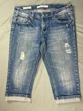 Vigoss The Brooklyn Capri Cuffed Destroyed Stretch Denim Jeans. Women's 26, GUC!