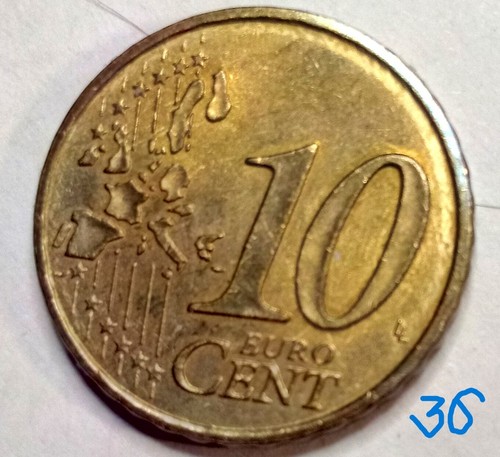 France,10 eurocent,2001 Great very rare coin stamp defect - Picture 2 of 2