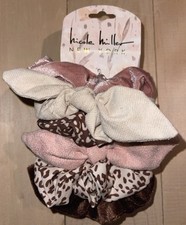 New Nicole Miller Hair Scrunchies Accessories Pink Black Ponytail Holder 6pc