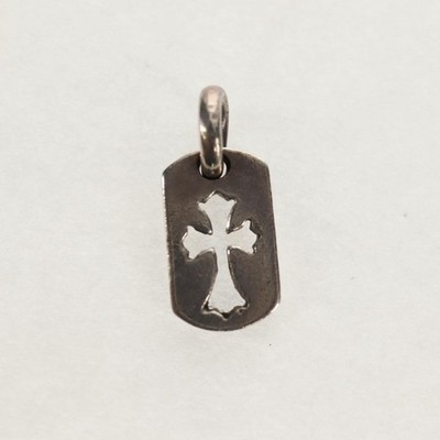 Chrome Hearts Tiny Cutout Cross Dog Tag Pendant top Ag925 Silver