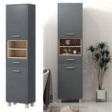 Tall Bathroom Cabinet Slim Narrow Freestanding Cupboard Storage Unit Tallboy