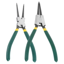 2pcs Snap Ring Plier 7" Internal/External Circlip Pliers Straight Tip, Green
