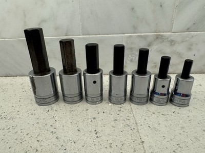 Snap On 7pc 1/2'' Dr SAE Hex Allen Socket Set in Original Tray 9/16''-3/4'' 307ESAY