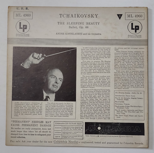 Andre Kostelanetz Tchaikovsky Sleeping Beauty Ballet vinyl record ML 4960 Tested - Picture 5 of 11