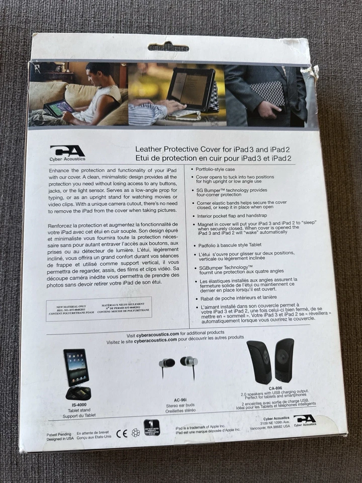 Cyber Acoustics Apple iPad 2, 3 Carrying Folding Case Portfolio  IC-1053HT - NEW - Image 2 of 2