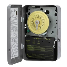 T101 24-Hour Mechanical Timer Switch - 120V SPST, Indoor Metal Enclosure, Hea...