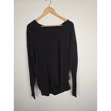 Athleta Coaster Luxe Sweatshirt Black Long Sleeve Relaxed Fit Women's Size L