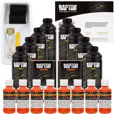 U-POL Raptor Tintable Safety Orange Spray-On Truck Bed Liner Roller Kit 8 Quarts