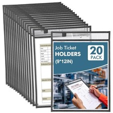 20 Pack Job Ticket Holders 9x12 - Document Holder - Protectors - Plastic Slee...
