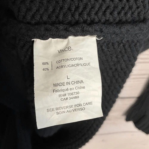 Cárdigan Vince Negro Tejido Bolsillos 3 Botones Frontal Línea Larga Mujer Talla L Foto 3 de 4