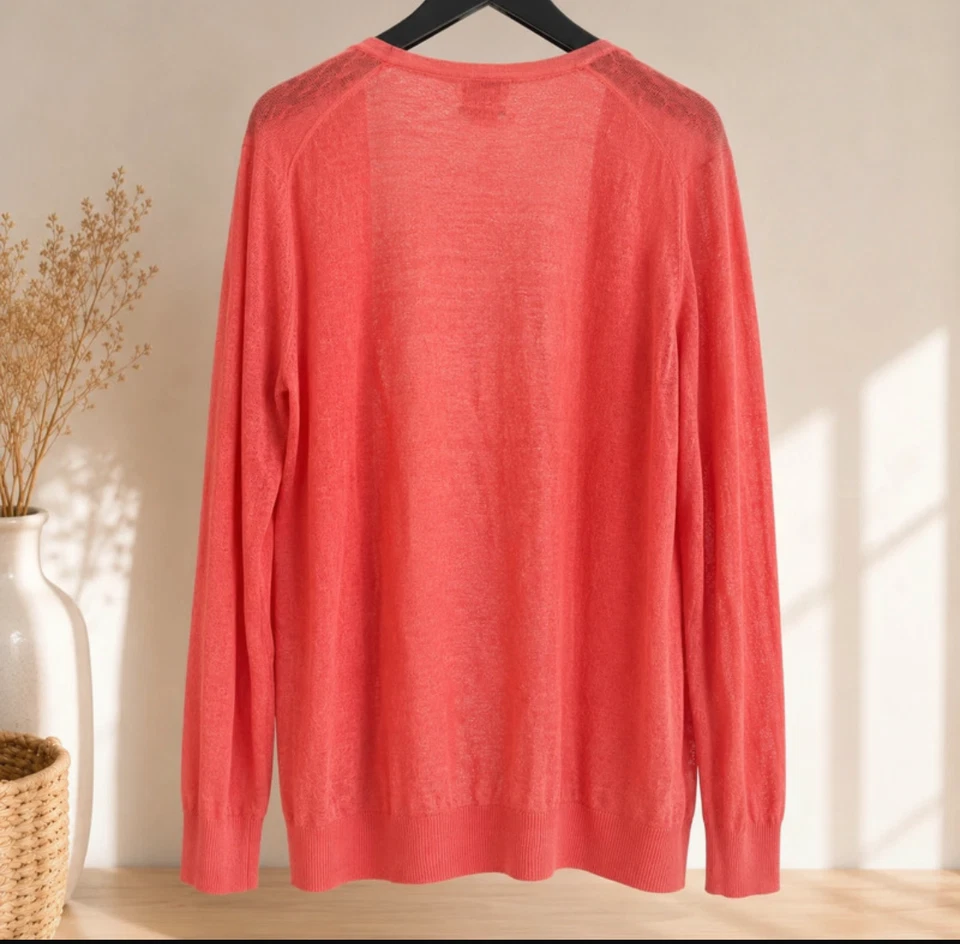 Gilet Massimo Dutti 100 % lin – Taille 38 – Corail no - Photo 2/4