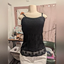 White House Black Market Mesh tank top in black size small