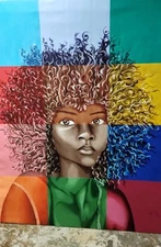 "The Countenance" painting on canvas original  acrylic Exotic Afro  Beauty