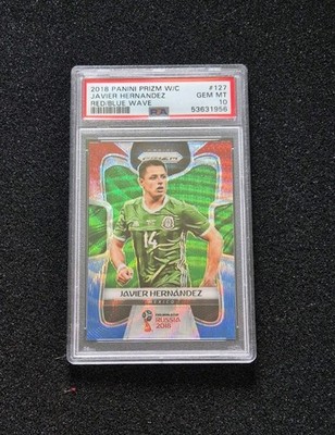 2018 Panini Prizm World Cup Javier Hernandez Red Blue Wave Prizm PSA 10
