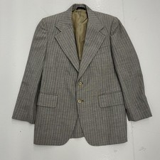 Vintage 50s Grey Striped Wool 2-Button Suit Jacket 40R 1950s True Vintage