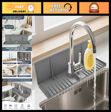 "Silicone Faucet Drip Catcher Tray Mat - Sink Splash Guard  Sponge Holder - Gre