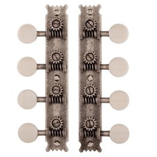 Golden Age Restoration Tuners for A-style Mandolin, Relic nickel, ivoroid knobs